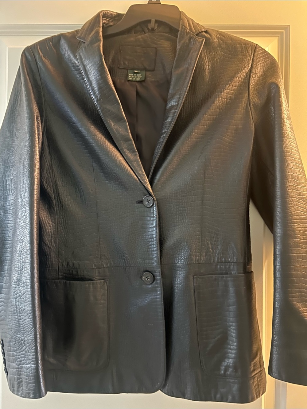 Ralph Lauren Black Textured soft genuine -Leather Blazer